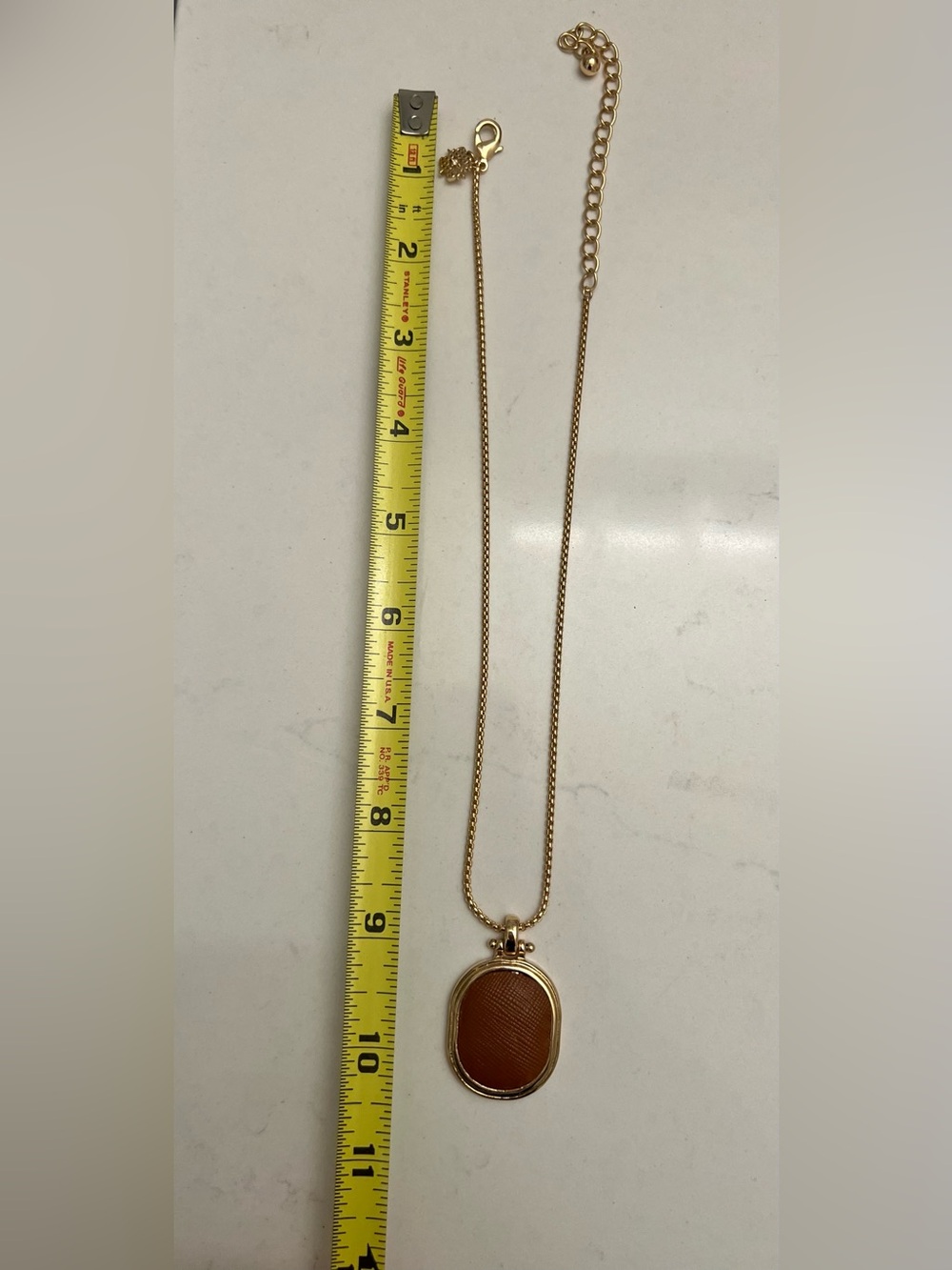 Gold-Tone Brown Oval Pendant Necklace - WHBM